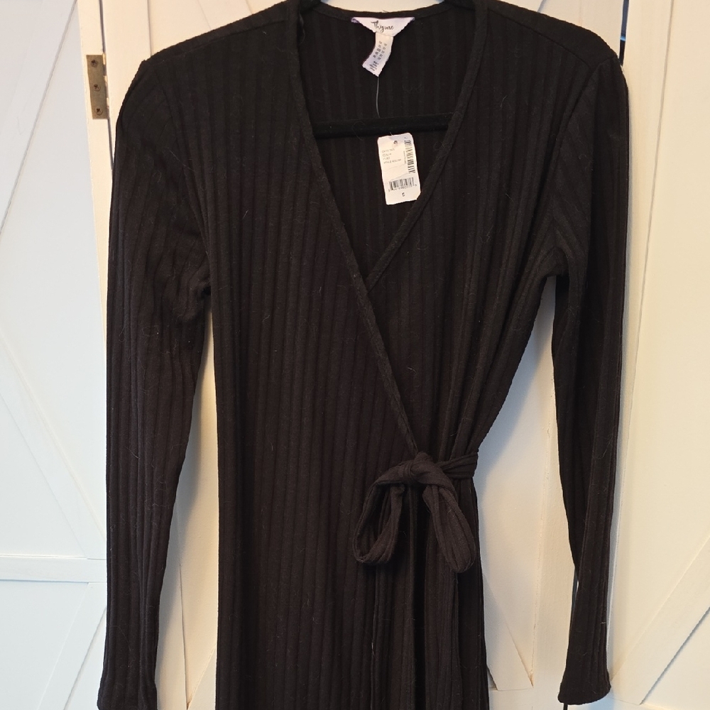 New Thyme Maternity Black Long Sleeve WRAP Dress